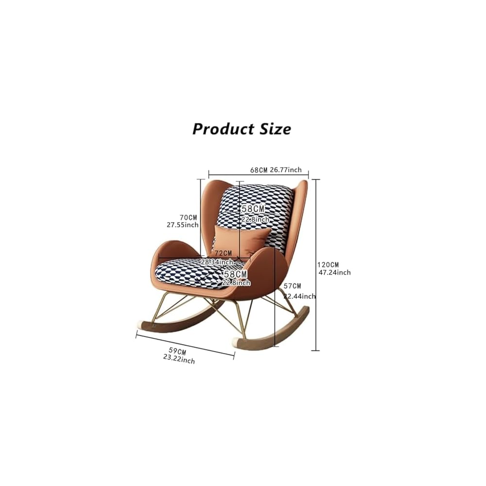 LSLYTQ Indoor Glider Rocker Chair - Comfortable Recliner Sofa Chair for Living Room - Upholstered Accent Rocking Chairs with Solid Wood Furniture