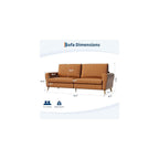 GarveeHome 84 in Faux Leather Couch, Sofa for Living Room, Brown