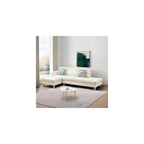 L Shape 2-Piece Home Modular Sectional Sofa Comfy Cozy Corner Sofas Small Fabric Couch with Pillow for Modern Living Room/Bedroom/Office/Apartment, Beige Lint