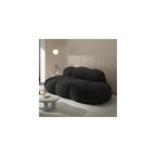 Modern Curved Sofa, 3 Seater Bubble Couch, Soft Sherpa Upholstered Sofa, Minimalist Style Comfy Cloud Couch for Living Room Apartment, Black