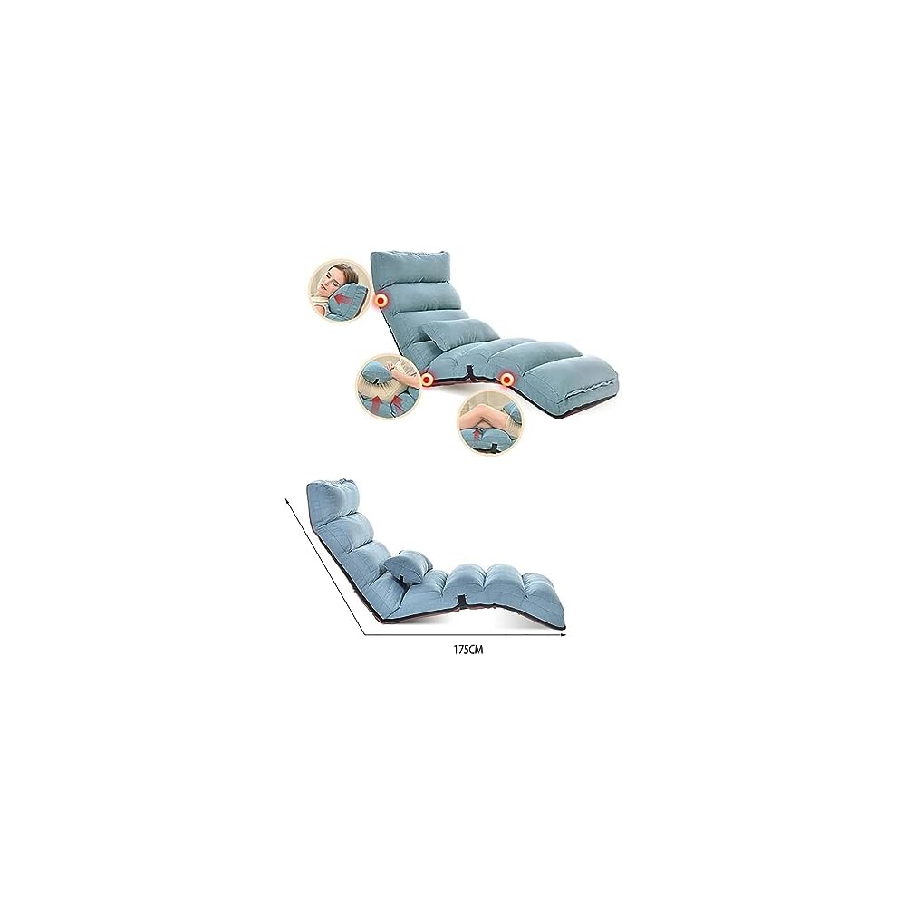 Floor Chairs for Adults, Adjustable 6-Position Floor Lounger w/Thick Padded & Pillow, Folding Lazy Sofa Chair for Gaming, Sleeping, Chaise Lounge Indoor,A