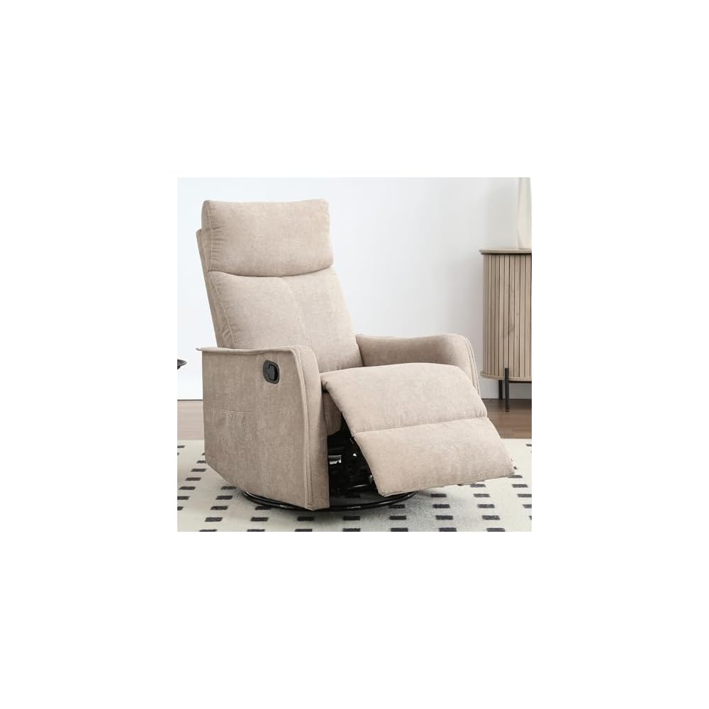 Leyu&Hafort Swivel Rocker Recliner Chair, 360° Swivel Recliner with Heat and Massage, Rocker Recliner Nursery Glider Chair with Side Pockets for Living Room