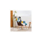 Modern Patchwork Accent High Backrest Armrests Lounge Recliner Chair Easy Assembly for Living Room Bedroom Studio Antique Blue One Size