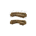 THSUPER 123'' Sectional Sleeper Sofa Couch with Pull Out Bed, Oversized Sleeper Sectional Couches with Storage Chaise U Shape Sofas for Living Room, Brown