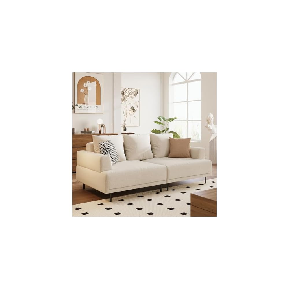 79" Modern Fabric Couch,Cloud Sofa with Low Back for Living Room