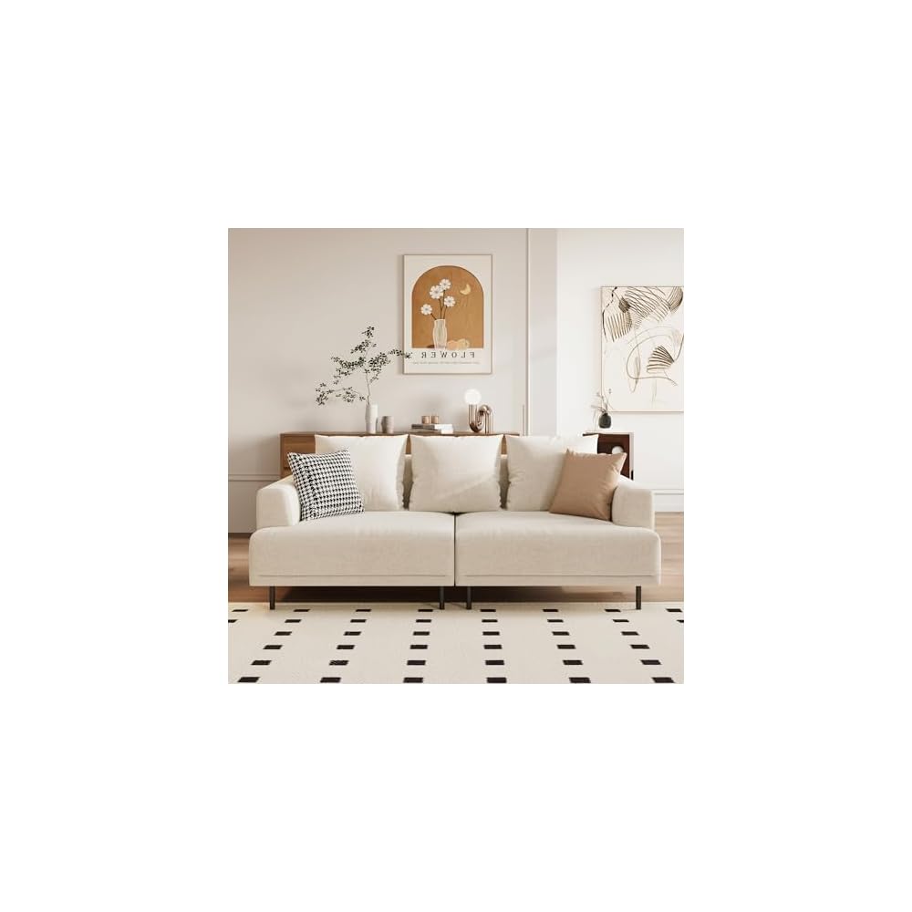 79" Modern Fabric Couch,Cloud Sofa with Low Back for Living Room