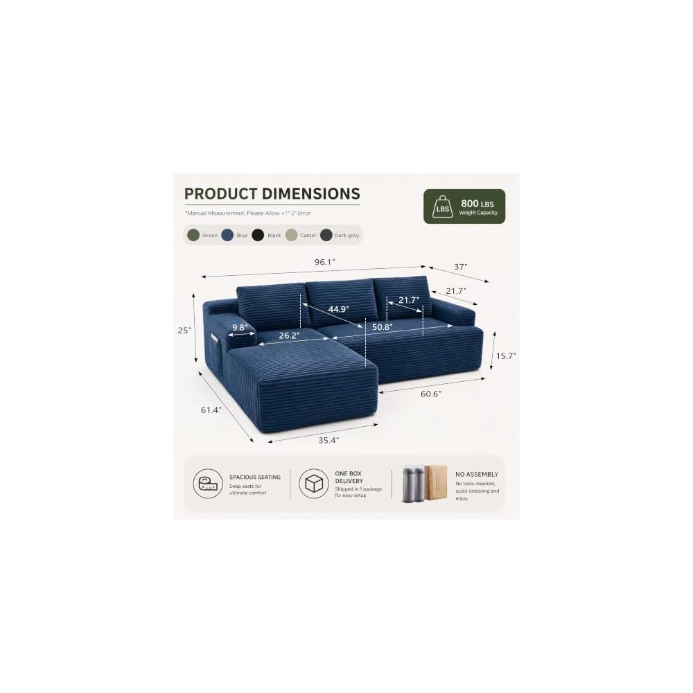 Boneless Couch Comfy Sectional Couches for Living Room,U Shaped Modular Cloud Couch Sofa, Minimalist Modular Sectional Sofa with Deep Seat