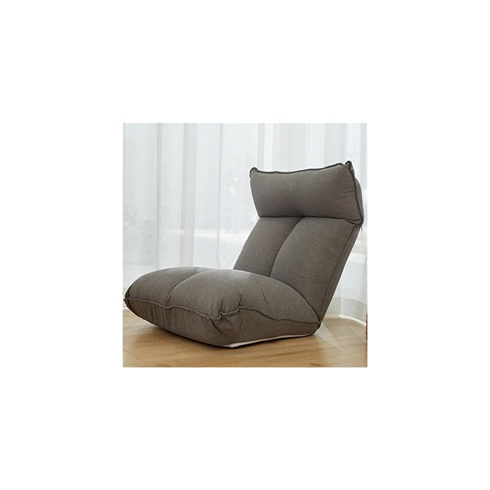 Upholstery Chair Adjustable Floor Chair for Window Lounge Chaise Backrest 14-Position Folding Lazy Recliner (Dark Gray)