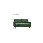 KEIKI 65" Upholstered Sofa, Corner Couch, 2 Seat Comfortable Couch with Solid Wood Legs for Living Room, Apartment, Office, Dark Green