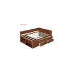 Merax Wooden Daybed, Full Size Bed Frame with Drawers and Storage Shelves for Bedroom, Wood Slat Support, No Box Spring Needed, Easy Assembly (Walnut)