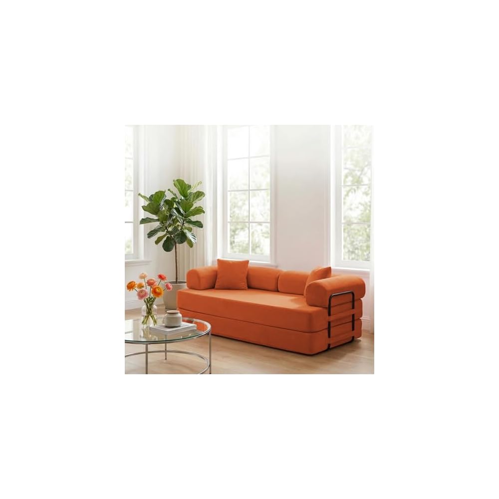 CECER Convertible Futon Sofa Bed, Corduroy Sleeper Couch with Steel Frame