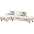 L Shape 2-Piece Home Modular Sectional Sofa Comfy Cozy Corner Sofas Small Fabric Couch with Pillow for Modern Living Room/Bedroom/Office/Apartment, Beige Lint