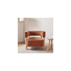 Christopher Knight Home Carly Low Profile Accent Chair, Boucle Upholstered Barrel Chair, Comfy Reading Chair for Bedroom, Wooden Single Lounge Sofa, Burnt Orange