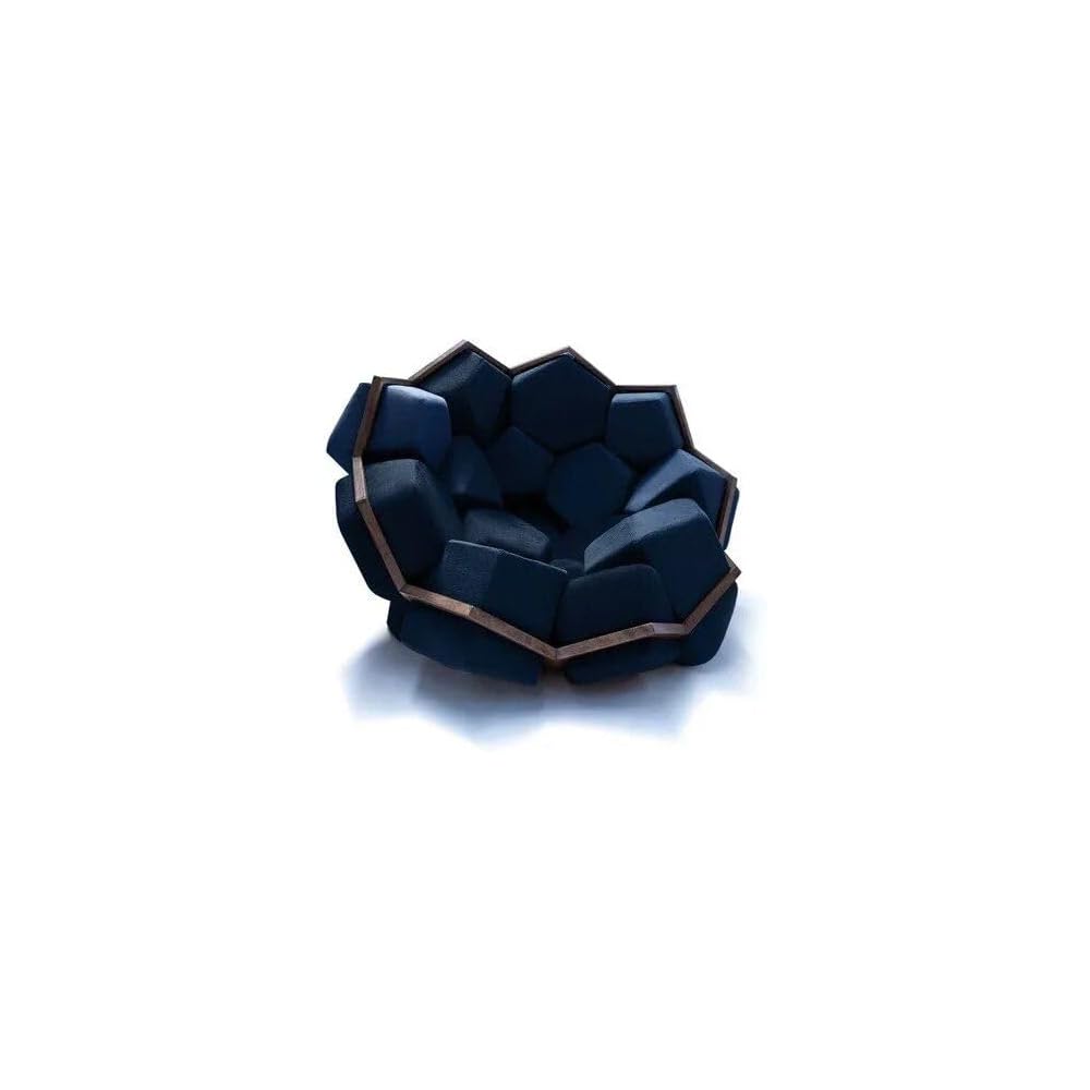 Generic Artistic Quartz Armrest Leisure Chair – Modern Fabric Single Sofa for Home and Hotel Dark Blue, 61.02*46.45*59.05in