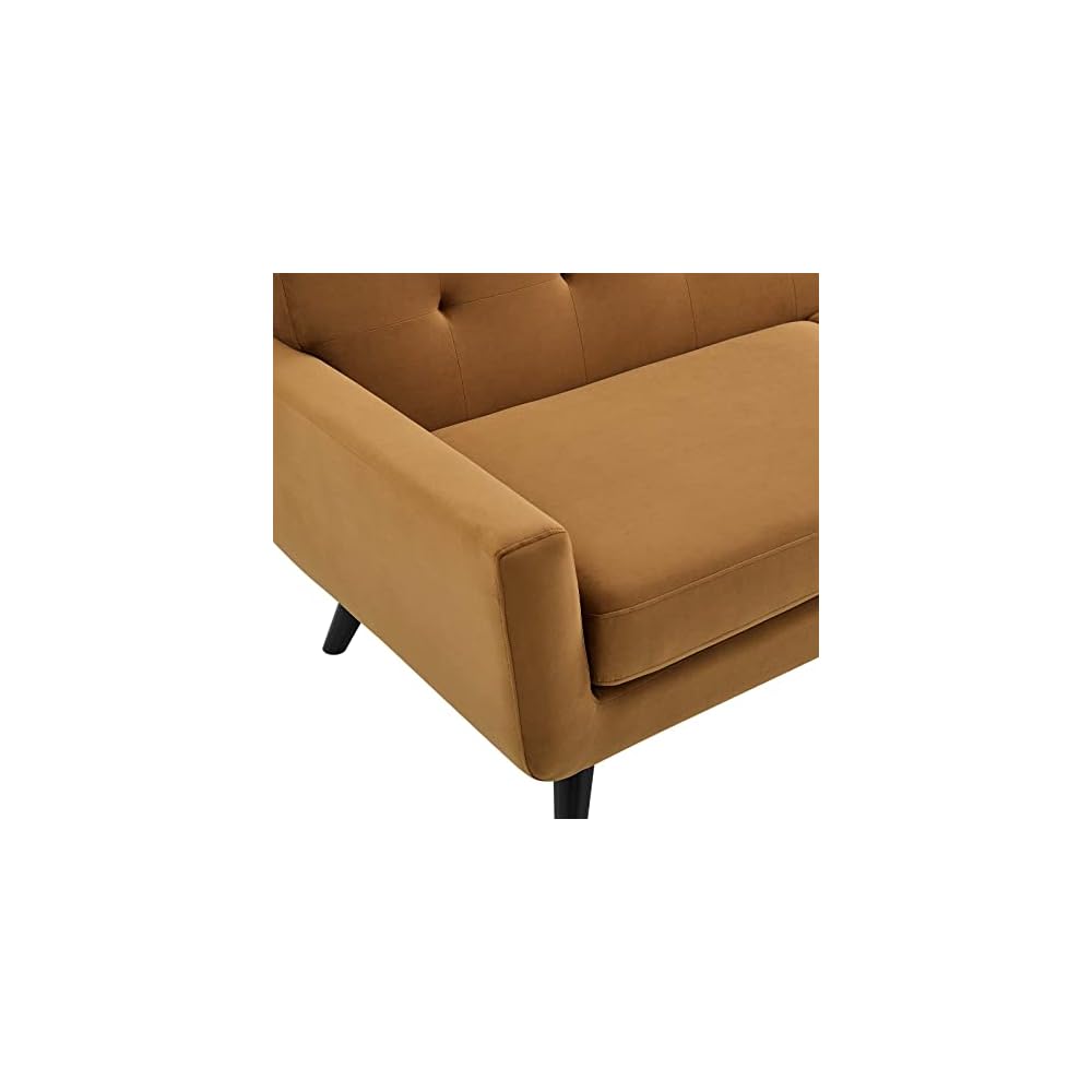 Modway Engage Mid-Century Modern Performance Velvet Sofa in Cognac