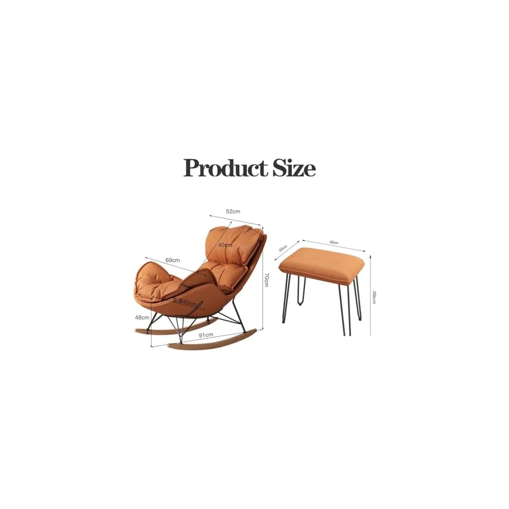 LSLYTQ Rocking Chair, Upholstered Glider Rocking Chair with Ottoman Accents Sofa Chairs, Lounge Leisure Chair with Wooden Legs for Living Room, Bedroom, Offices