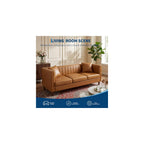 81” Tan Faux Leather Couch for Living Room