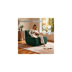 Small Boneless Chair for Living Room,Single Floor Chair,Corduroy Fireside Bean Bag Chairs,Memory Foam Lounge Sofa Chairs for Bedroom, Couch in a Box,Deep Green