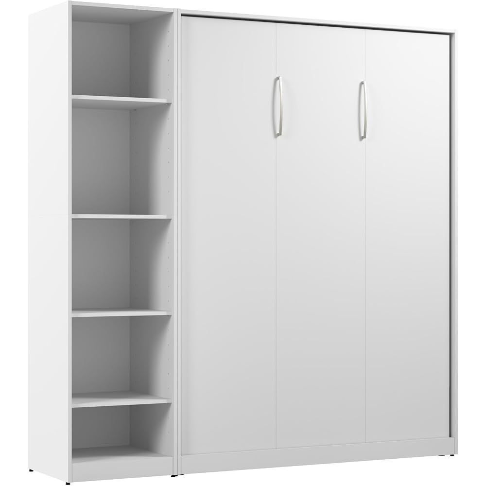 Bestar Full Murphy Bed with Closet Organizer, White, Claremont, 79W