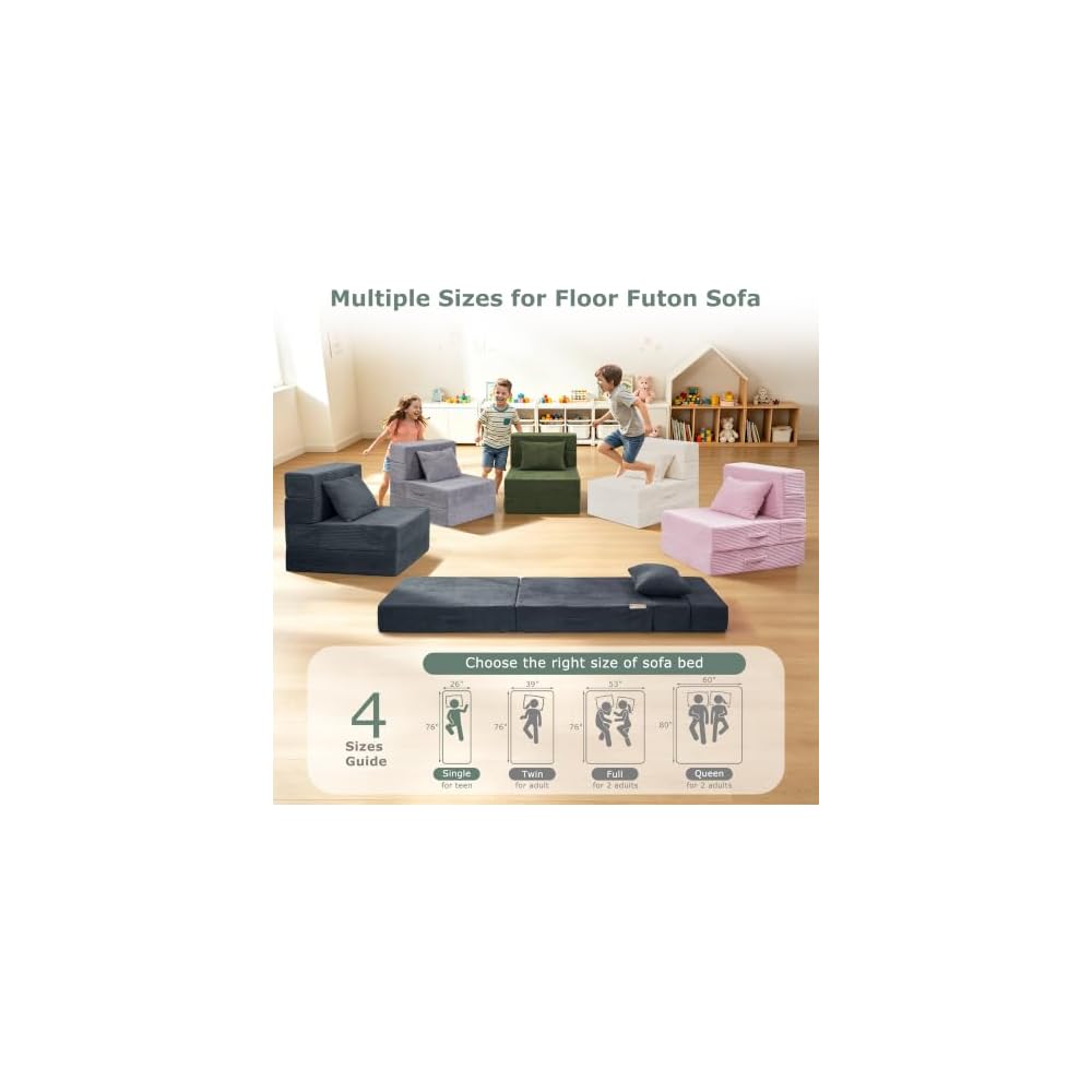 Folding Sofa Bed, Convertible Sleeper Chair Bed, Floor Sofa with Bag