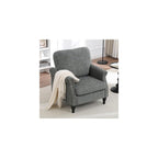 Accent Chair for Living Room, Modern Mid Century Reading Chair Armchair High Back Upholstered Armchair with Wooden Legs for Living Room Bedroom Office (LIGHTGREY, 1pcs)