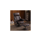 MCombo Swivel Recliner with Ottoman, TV Chair with Vibration Massage, Ideal for RV Small Space, Living Room & Bedroom 4539 4828 (Faux Leather, Dark Brown)