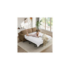 Pull Out Sofa Bed with Mattress Included, Convertible Futon Oversized Chenille 3 Seater Loveseat Sleeper Sofa Couch Bed with Rivet Decoration & Rolled Arms for Guest Room Office Living Room, Brown