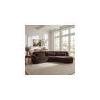 Merax 123.23" Curved Polyester Sectional Sofa Set, Modern Cloud Couch with Chaise Lounge & Right Hand Facing, High-Density Fully Compressed Sponge, Fully Assembled for Living Room, Dark Brown
