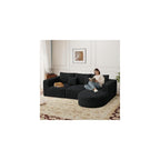 110” Modular Sectional Cloud Boneless Couches, L-Shaped Curved Sofa with Chaise, Deep Seat Convertible Sleeper Bed Include 2 pcs Pillow, No Assembly Required(Black Corduroy Fabric)