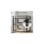 Mixcous Heavy Duty Triple Twin Size Bunk Bed, Twin Over Twin Over Twin