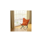 Brown Butterfly Chair-Leather-Handmade-Foldable, Solid Iron Frame-Industrial Lounge Chair