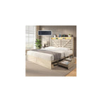 AMERLIFE Queen Farmhouse Bed Frame with 4 Drawers & Open Storage