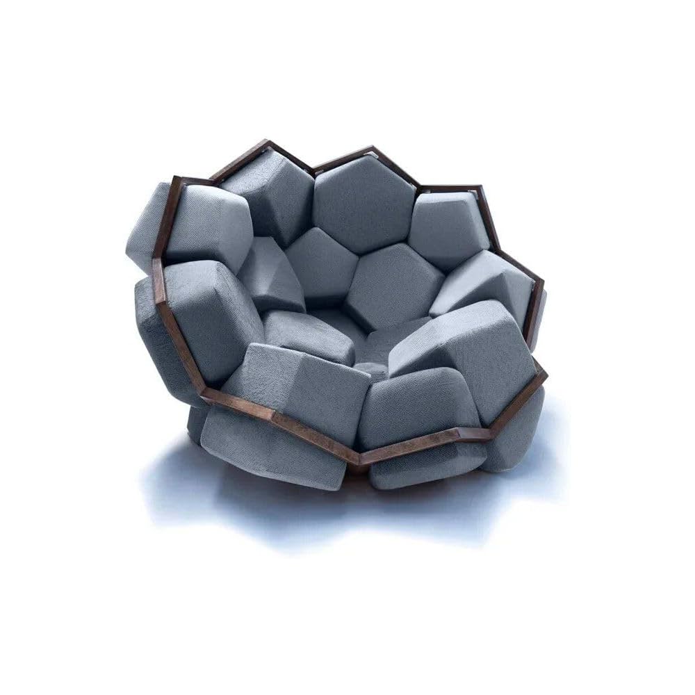 Generic Artistic Quartz Armrest Leisure Chair – Modern Fabric Single Sofa for Home and Hotel Dark Blue, 61.02*46.45*59.05in
