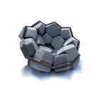 Generic Artistic Quartz Armrest Leisure Chair – Modern Fabric Single Sofa for Home and Hotel Dark Blue, 61.02*46.45*59.05in