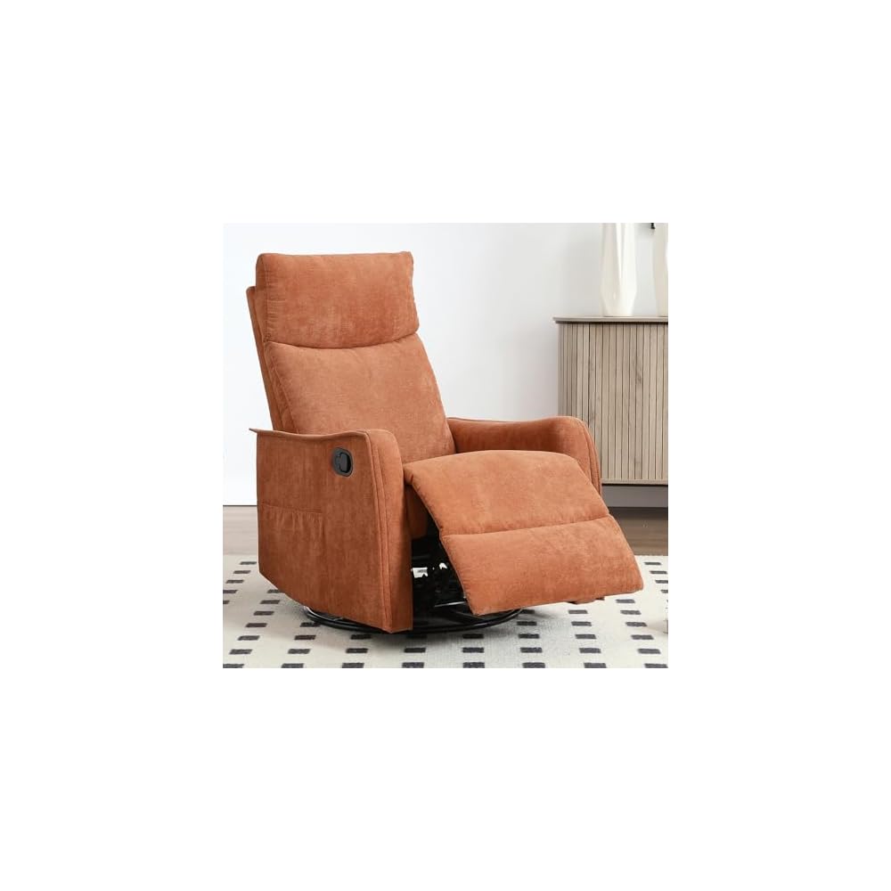 Leyu&Hafort Swivel Rocker Recliner Chair, 360° Swivel Recliner with Heat and Massage, Rocker Recliner Nursery Glider Chair with Side Pockets for Living Room