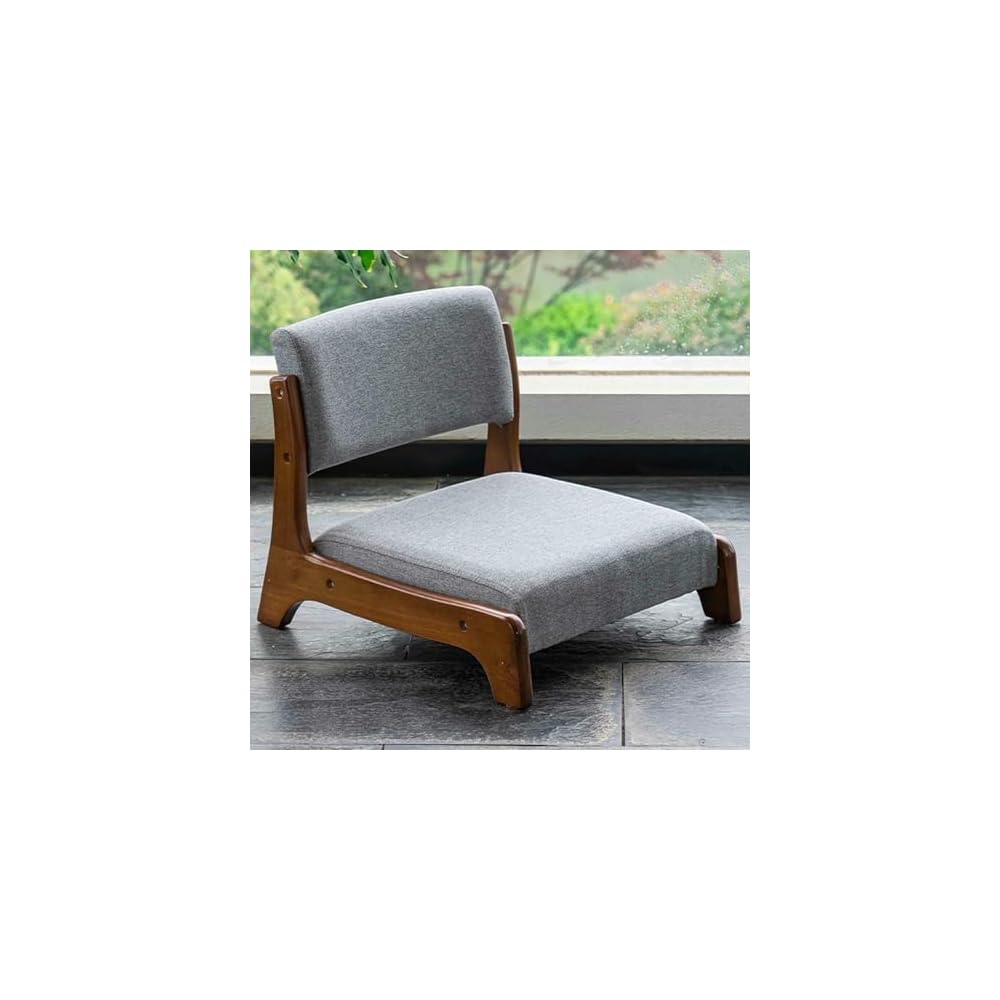 Portable Floor Chair with Backrest, Solid Wood Meditation Chair, High Elasticity Foam Cushion, Ergonomic Tatami Seat for Living Room & Bedroom