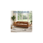 81” Tan Faux Leather Couch for Living Room