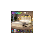 AMERLIFE Queen Farmhouse Bed Frame with 4 Drawers & Open Storage