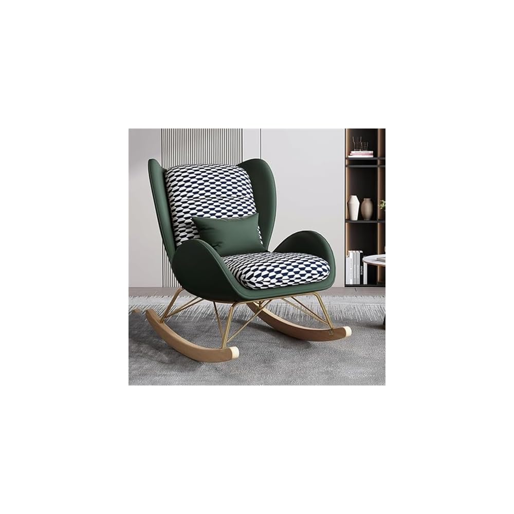 LSLYTQ Indoor Glider Rocker Chair - Comfortable Recliner Sofa Chair for Living Room - Upholstered Accent Rocking Chairs with Solid Wood Furniture