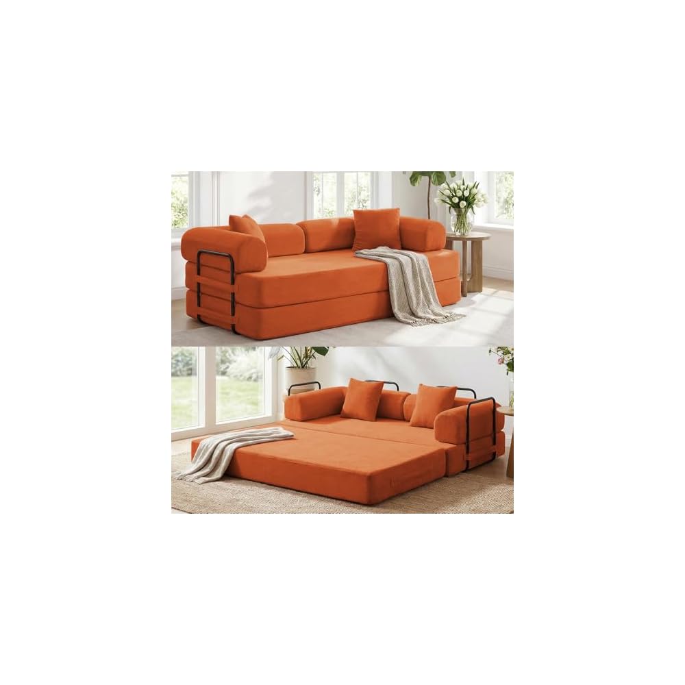 CECER Convertible Futon Sofa Bed, Corduroy Sleeper Couch with Steel Frame