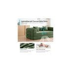 79" Convertible Futon Sofa Bed, Boneless Couch for Living Room (Green)