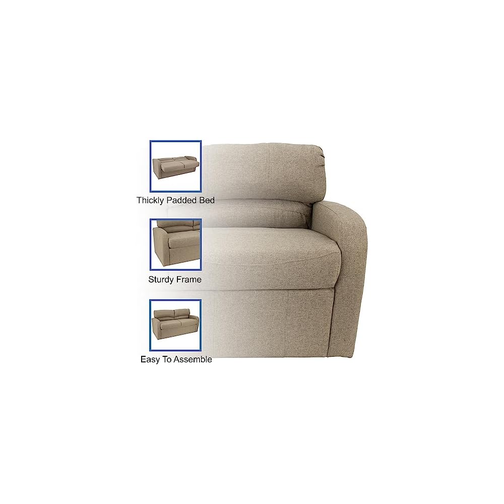 RecPro 65" Jack Knife RV Sleeper Sofa with Arms | RV Furniture | Zero Wall Hugger | Cloth (Oatmeal)