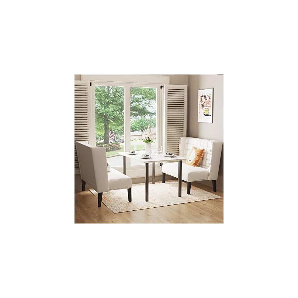 Andeworld Modern Loveseat Settee Bench Sofa Couch, Faux Leather,White