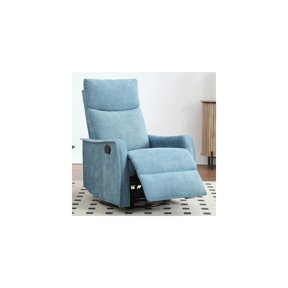 Leyu&Hafort Swivel Rocker Recliner Chair, 360° Swivel Recliner with Heat and Massage, Rocker Recliner Nursery Glider Chair with Side Pockets for Living Room