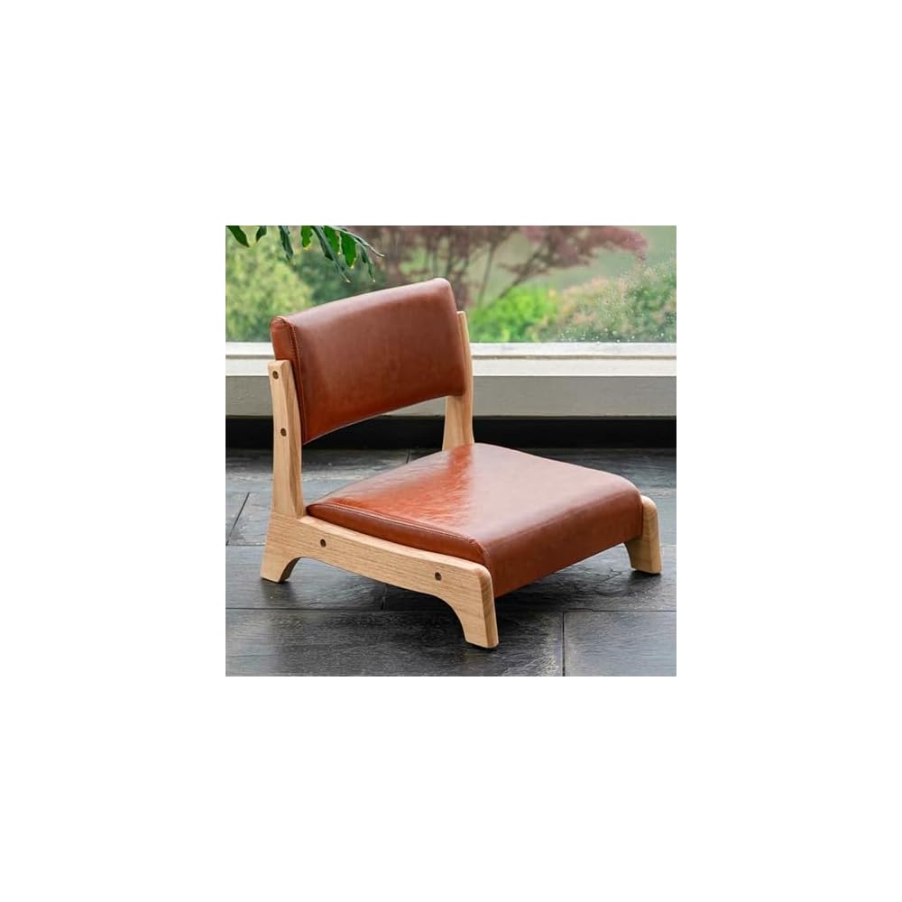 Portable Floor Chair with Backrest, Solid Wood Meditation Chair, High Elasticity Foam Cushion, Ergonomic Tatami Seat for Living Room & Bedroom