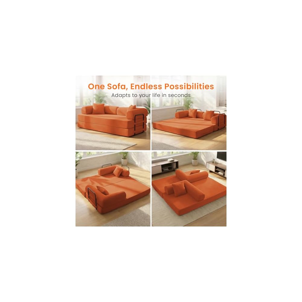 CECER Convertible Futon Sofa Bed, Corduroy Sleeper Couch with Steel Frame