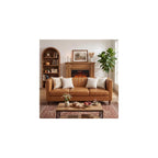 81” Tan Faux Leather Couch for Living Room