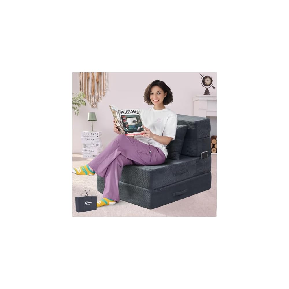Folding Sofa Bed, Convertible Sleeper Chair Bed, Floor Sofa with Bag