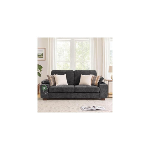 83" Couches for Living Room, Deep Seat Chenille Loveseat Sofa, Dark Grey