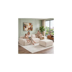 Plush Corduroy 118" Modular Sectional Sofa, Modern Boneless L-Shaped Cloud Couch with Chaise, Deep Seat Upholstered Comfy Living Room Couch, No Assembly Required,Beige